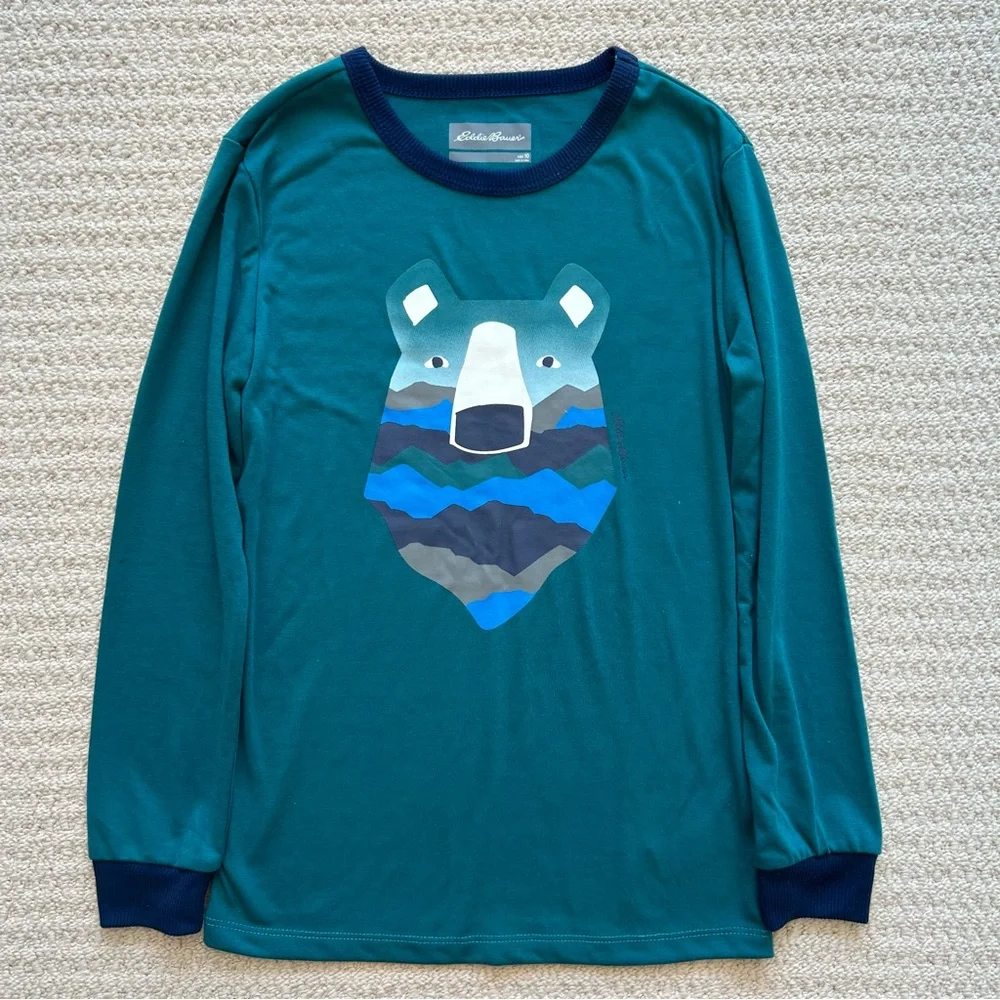 Eddie Bauer Kids Mountain Bear Pajama Top Size 10